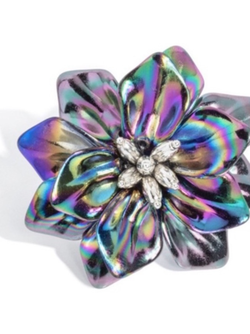 R-32 Iridiscent Floral Statement Ring - Multicolor